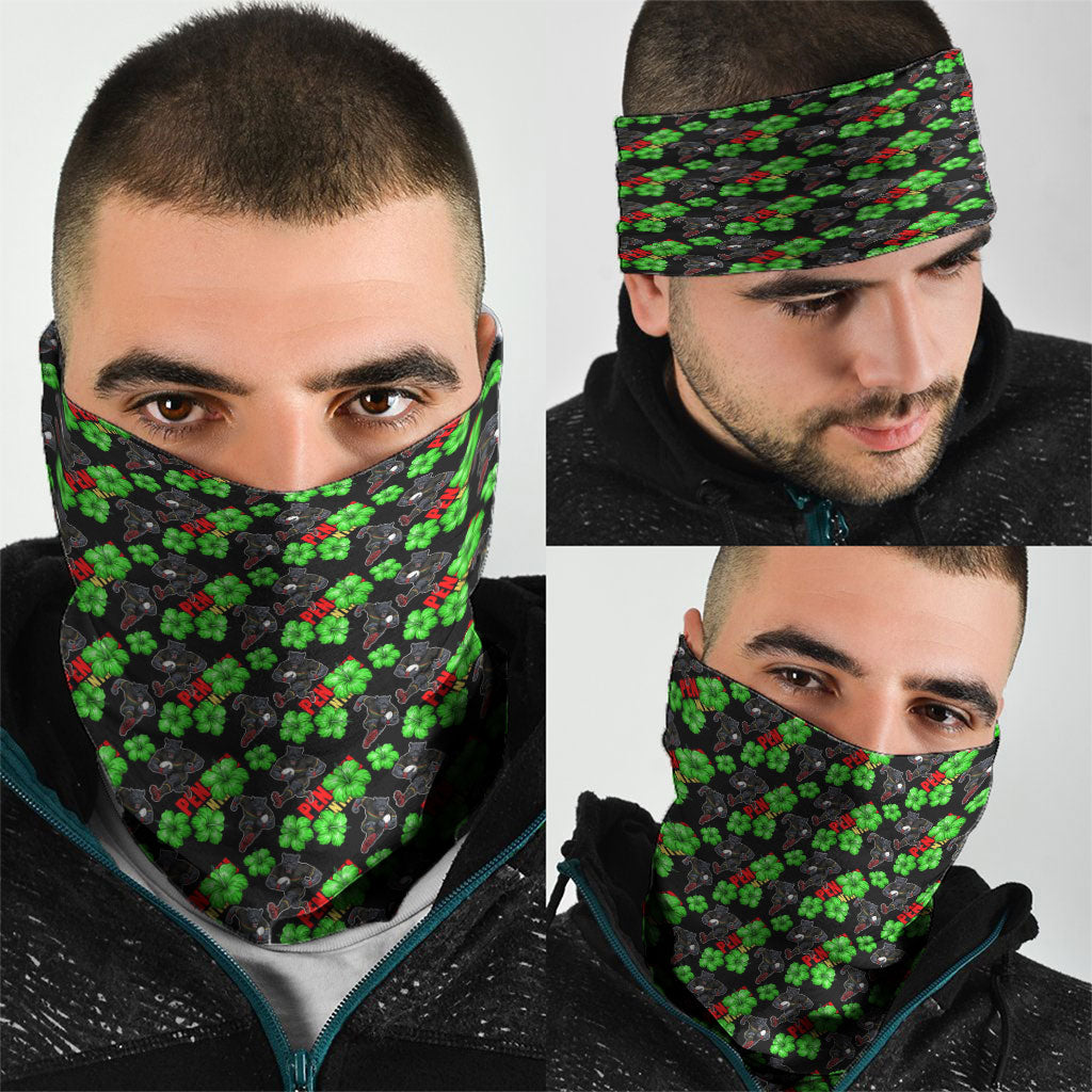Penrith Panthers Neck Gaiter Tropical Hibiscus Floral Seamless Rugby Mascot
