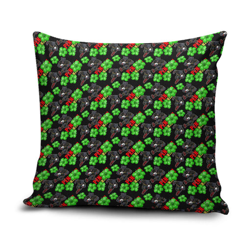 Penrith Panthers Pillow Cover Tropical Hibiscus Floral Seamless Rugby Mascot
