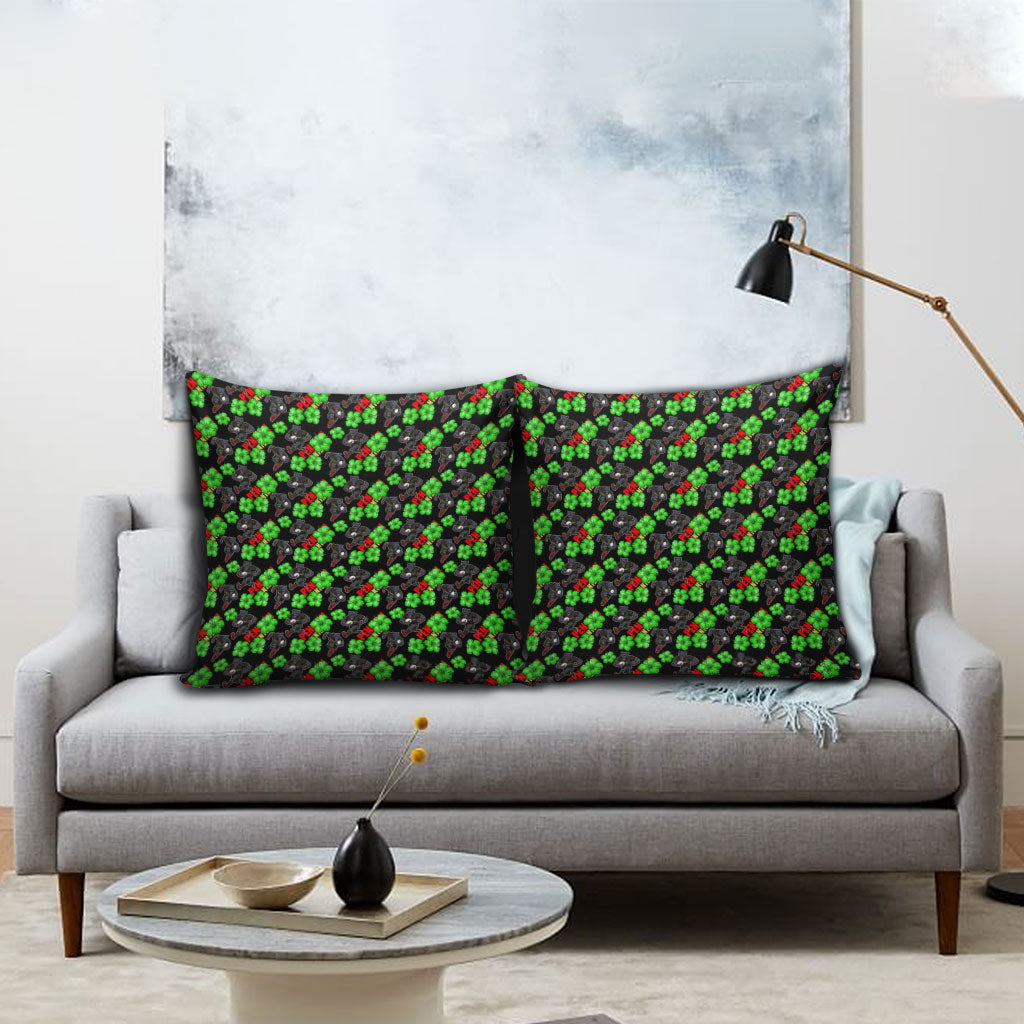 Penrith Panthers Pillow Cover Tropical Hibiscus Floral Seamless Rugby Mascot