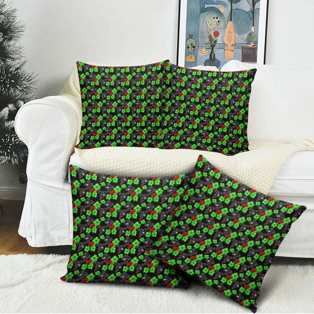 Penrith Panthers Pillow Cover Tropical Hibiscus Floral Seamless Rugby Mascot