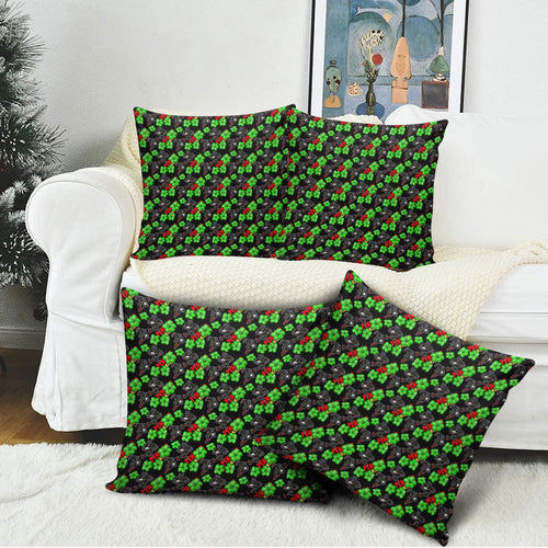Penrith Panthers Pillow Cover Tropical Hibiscus Floral Seamless Rugby Mascot