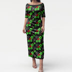 Penrith Panthers Puletasi Tropical Hibiscus Floral Seamless Rugby Mascot