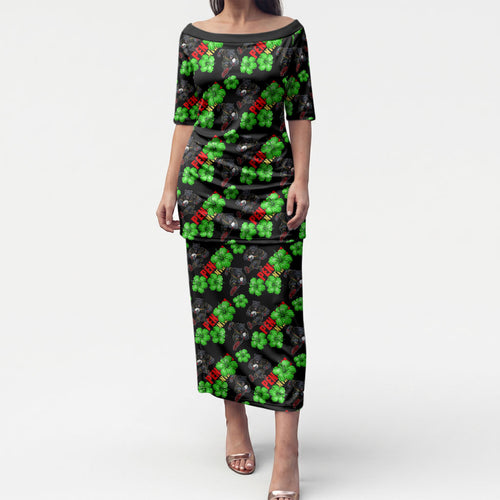 Penrith Panthers Puletasi Tropical Hibiscus Floral Seamless Rugby Mascot