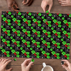 Penrith Panthers Puzzle Tropical Hibiscus Floral Seamless Rugby Mascot