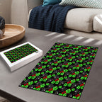 Penrith Panthers Puzzle Tropical Hibiscus Floral Seamless Rugby Mascot