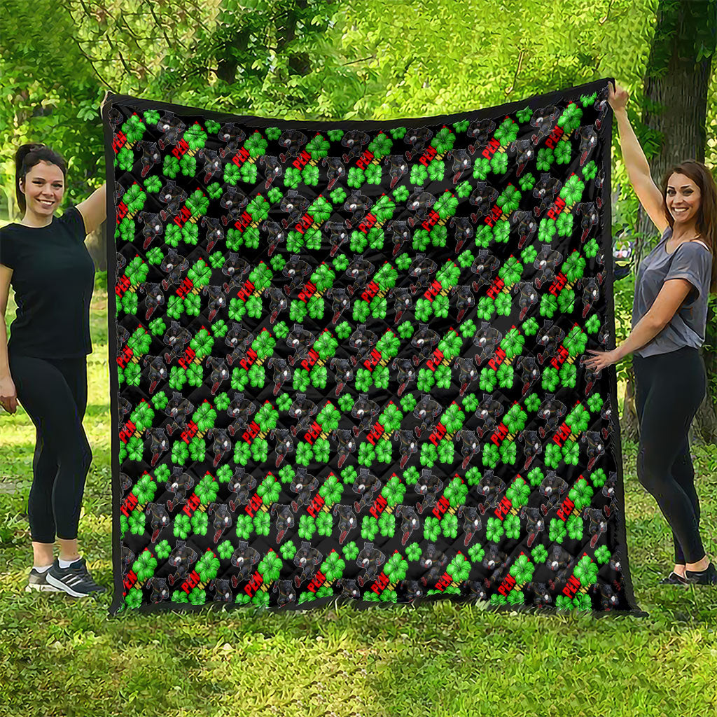 Penrith Panthers Quilt Tropical Hibiscus Floral Seamless Rugby Mascot