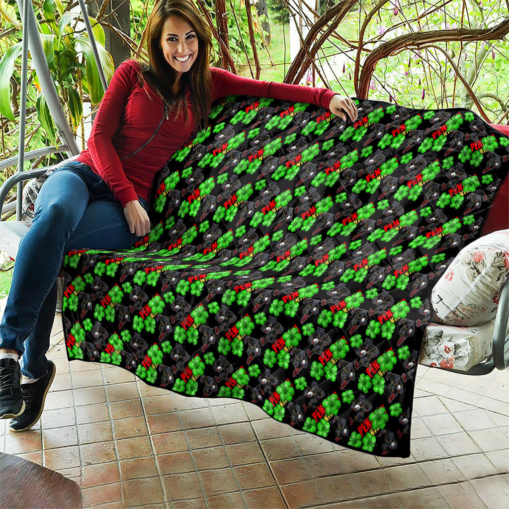 Penrith Panthers Quilt Tropical Hibiscus Floral Seamless Rugby Mascot