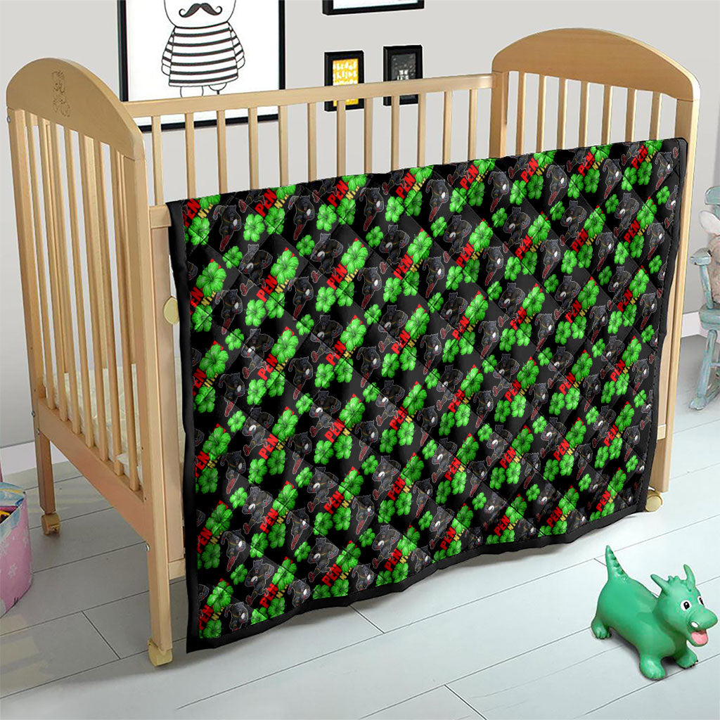 Penrith Panthers Quilt Tropical Hibiscus Floral Seamless Rugby Mascot