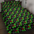 Penrith Panthers Quilt Bed Set Tropical Hibiscus Floral Seamless Rugby Mascot