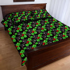 Penrith Panthers Quilt Bed Set Tropical Hibiscus Floral Seamless Rugby Mascot