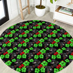 Penrith Panthers Round Carpet Tropical Hibiscus Floral Seamless Rugby Mascot