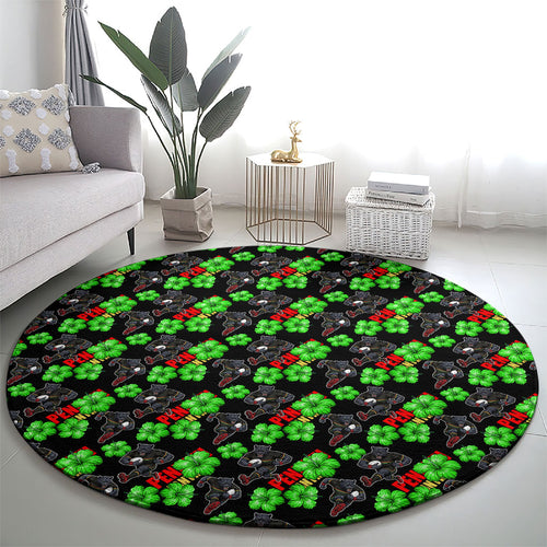 Penrith Panthers Round Carpet Tropical Hibiscus Floral Seamless Rugby Mascot