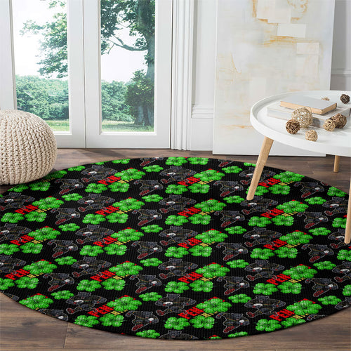Penrith Panthers Round Carpet Tropical Hibiscus Floral Seamless Rugby Mascot