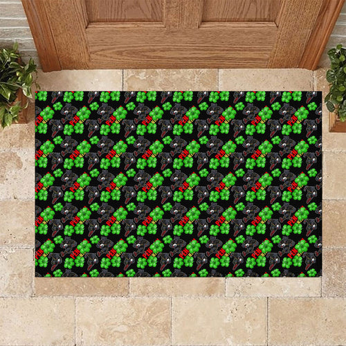 Penrith Panthers Rubber Doormat Tropical Hibiscus Floral Seamless Rugby Mascot
