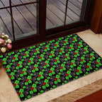 Penrith Panthers Rubber Doormat Tropical Hibiscus Floral Seamless Rugby Mascot