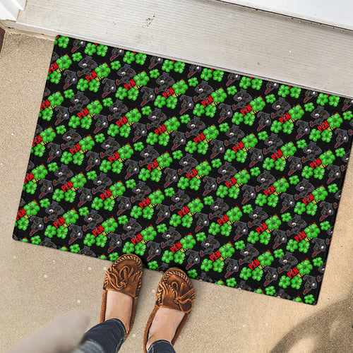 Penrith Panthers Rubber Doormat Tropical Hibiscus Floral Seamless Rugby Mascot