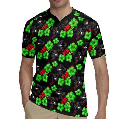 Penrith Panthers Rugby Jersey Tropical Hibiscus Floral Seamless Rugby Mascot