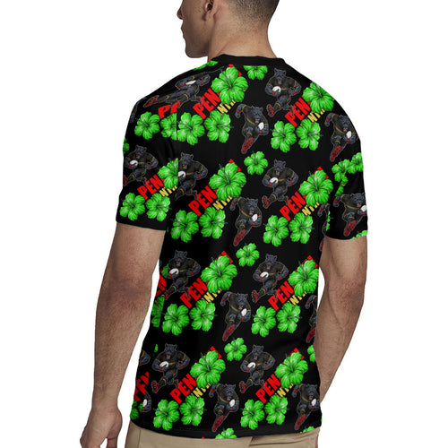 Penrith Panthers Rugby Jersey Tropical Hibiscus Floral Seamless Rugby Mascot