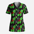 Penrith Panthers Scrub Top Tropical Hibiscus Floral Seamless Rugby Mascot
