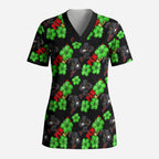 Penrith Panthers Scrub Top Tropical Hibiscus Floral Seamless Rugby Mascot