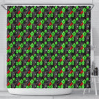 Penrith Panthers Shower Curtain Tropical Hibiscus Floral Seamless Rugby Mascot
