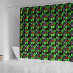 Penrith Panthers Shower Curtain Tropical Hibiscus Floral Seamless Rugby Mascot