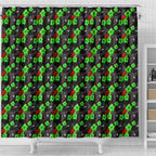 Penrith Panthers Shower Curtain Tropical Hibiscus Floral Seamless Rugby Mascot