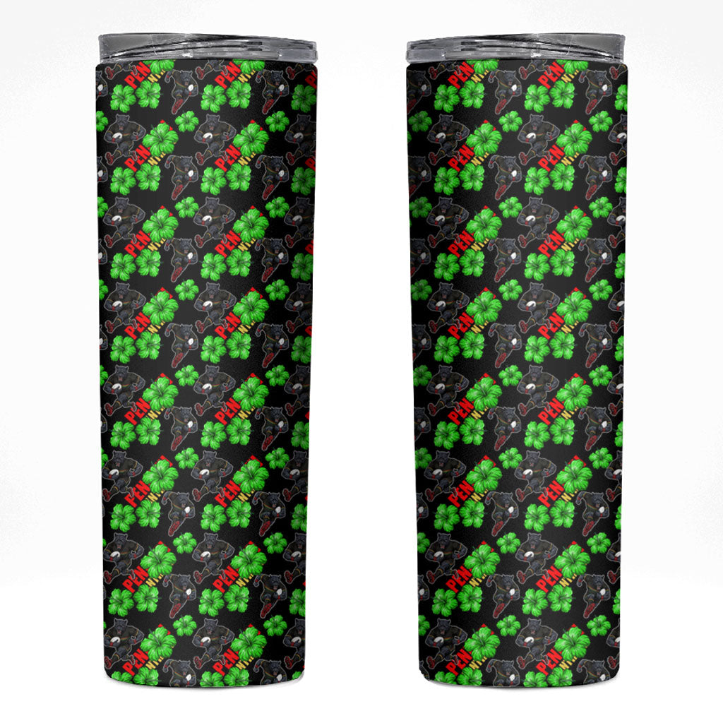 Penrith Panthers Skinny Tumbler Tropical Hibiscus Floral Seamless Rugby Mascot