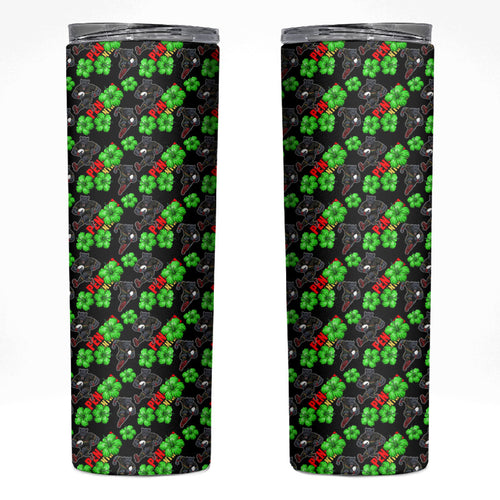 Penrith Panthers Skinny Tumbler Tropical Hibiscus Floral Seamless Rugby Mascot