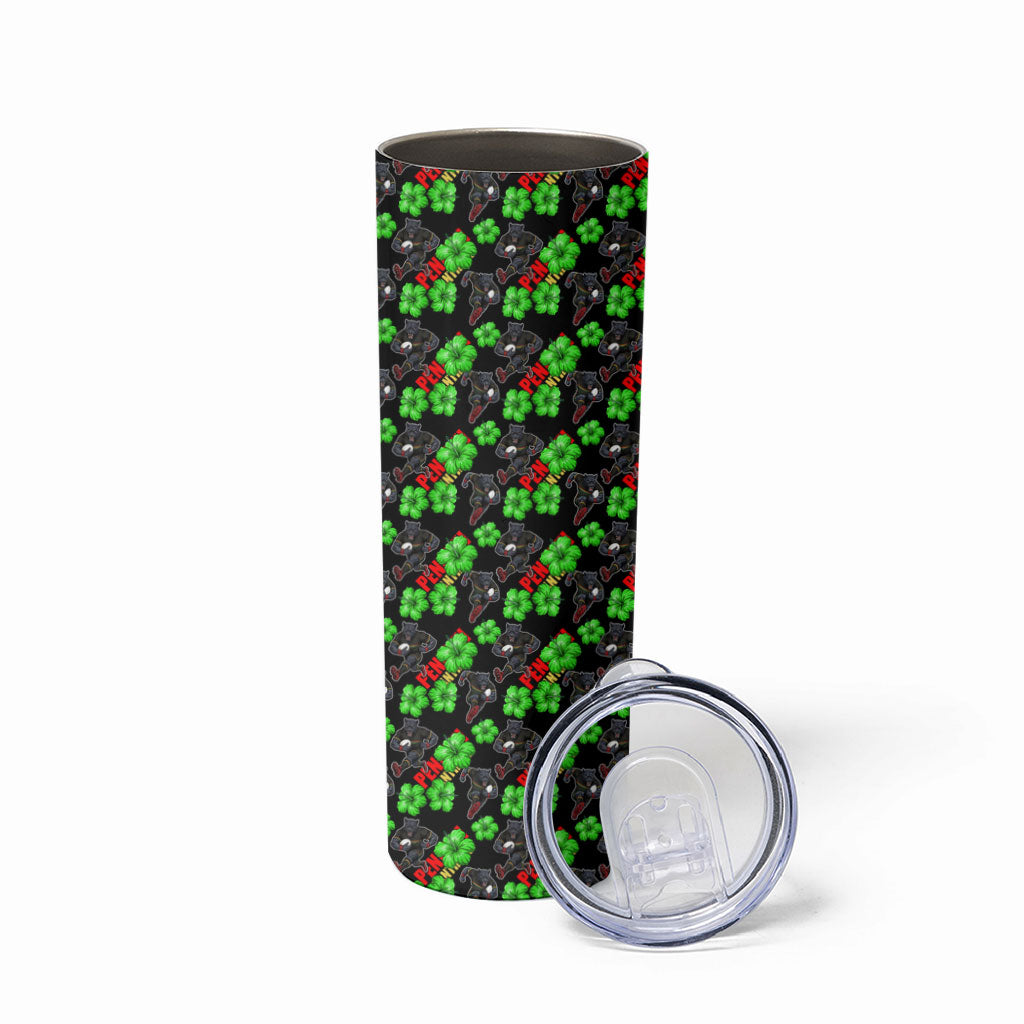 Penrith Panthers Skinny Tumbler Tropical Hibiscus Floral Seamless Rugby Mascot
