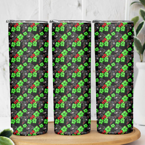 Penrith Panthers Skinny Tumbler Tropical Hibiscus Floral Seamless Rugby Mascot