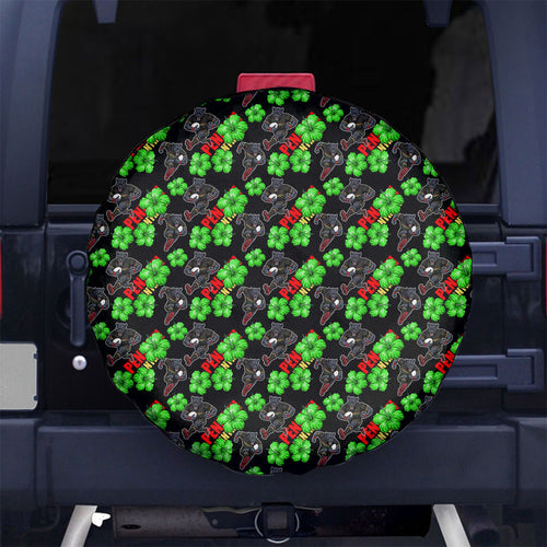 Penrith Panthers Spare Tire Cover Tropical Hibiscus Floral Seamless Rugby Mascot