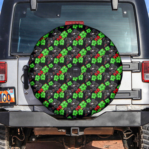Penrith Panthers Spare Tire Cover Tropical Hibiscus Floral Seamless Rugby Mascot