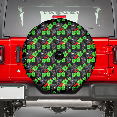 Penrith Panthers Spare Tire Cover Tropical Hibiscus Floral Seamless Rugby Mascot