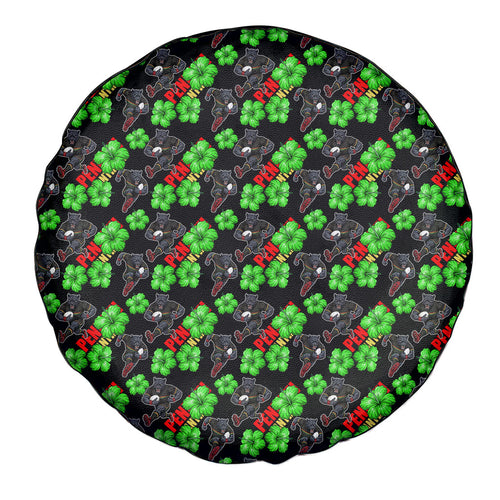 Penrith Panthers Spare Tire Cover Tropical Hibiscus Floral Seamless Rugby Mascot
