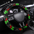 Penrith Panthers Steering Wheel Cover Tropical Hibiscus Floral Seamless Rugby Mascot