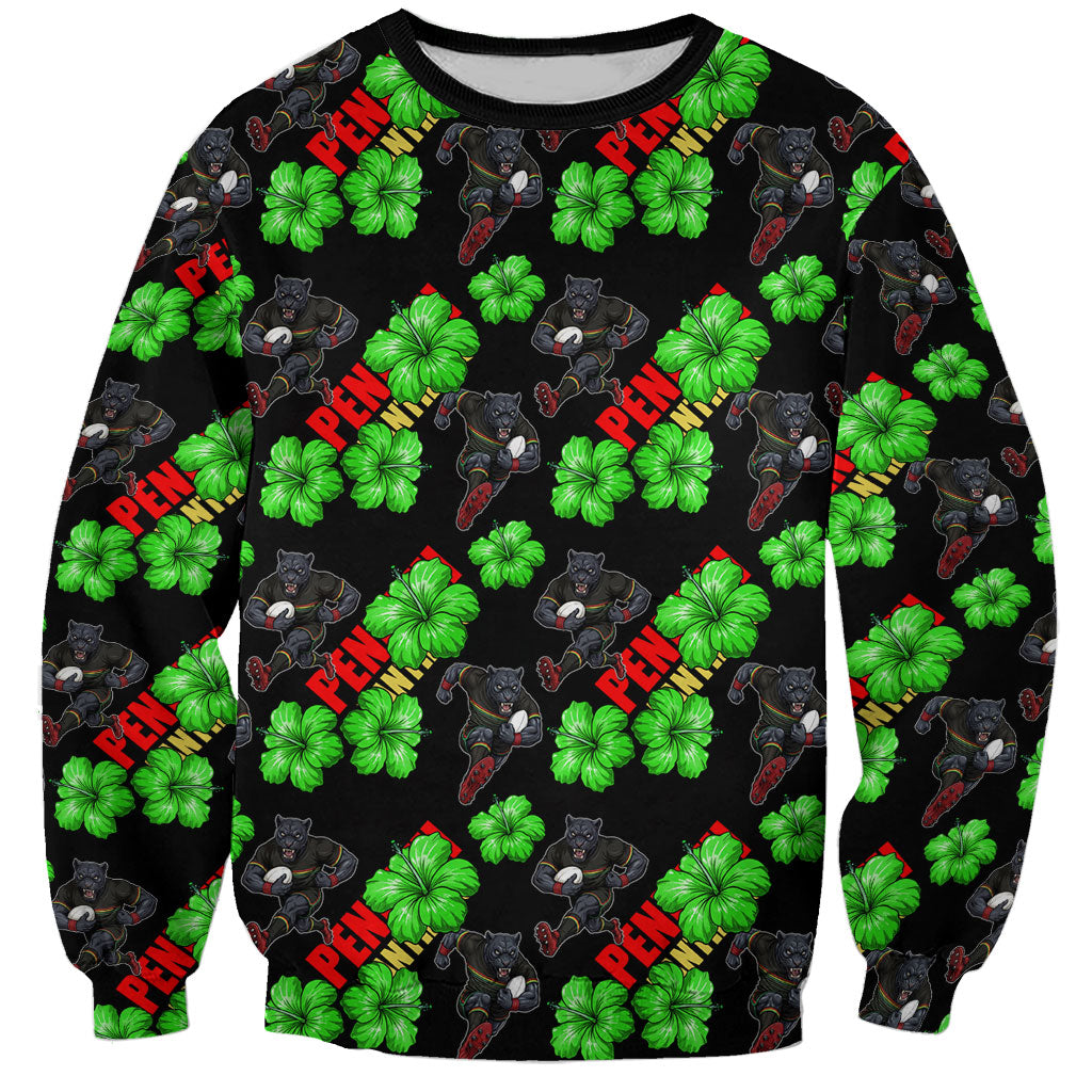 Penrith Panthers Sweatshirt Tropical Hibiscus Floral Seamless Rugby Mascot