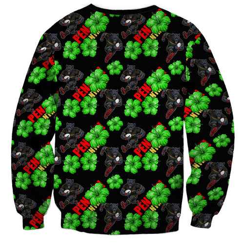 Penrith Panthers Sweatshirt Tropical Hibiscus Floral Seamless Rugby Mascot