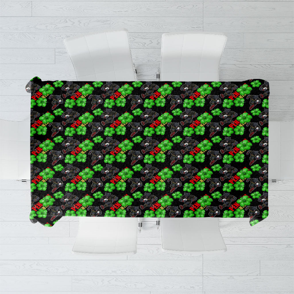 Penrith Panthers Tablecloth Tropical Hibiscus Floral Seamless Rugby Mascot