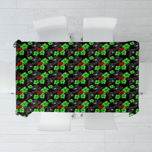 Penrith Panthers Tablecloth Tropical Hibiscus Floral Seamless Rugby Mascot