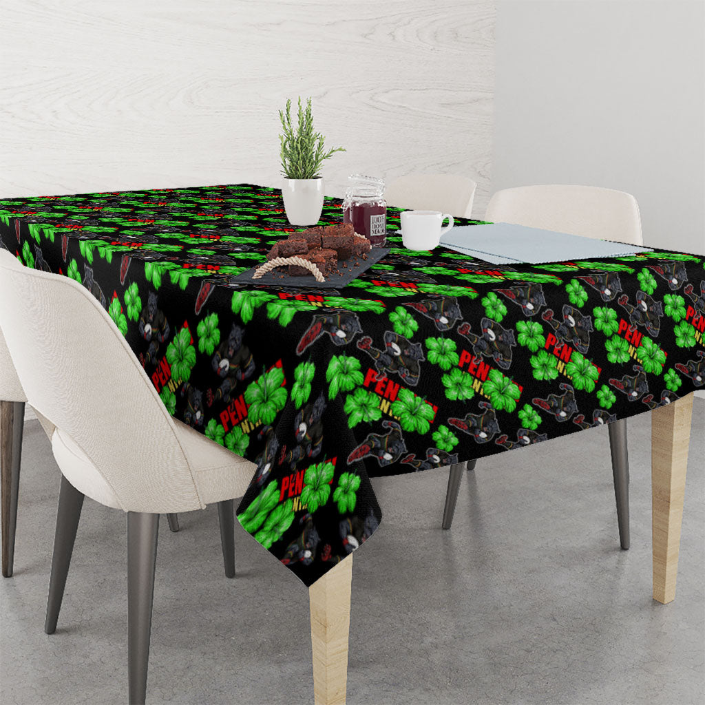 Penrith Panthers Tablecloth Tropical Hibiscus Floral Seamless Rugby Mascot