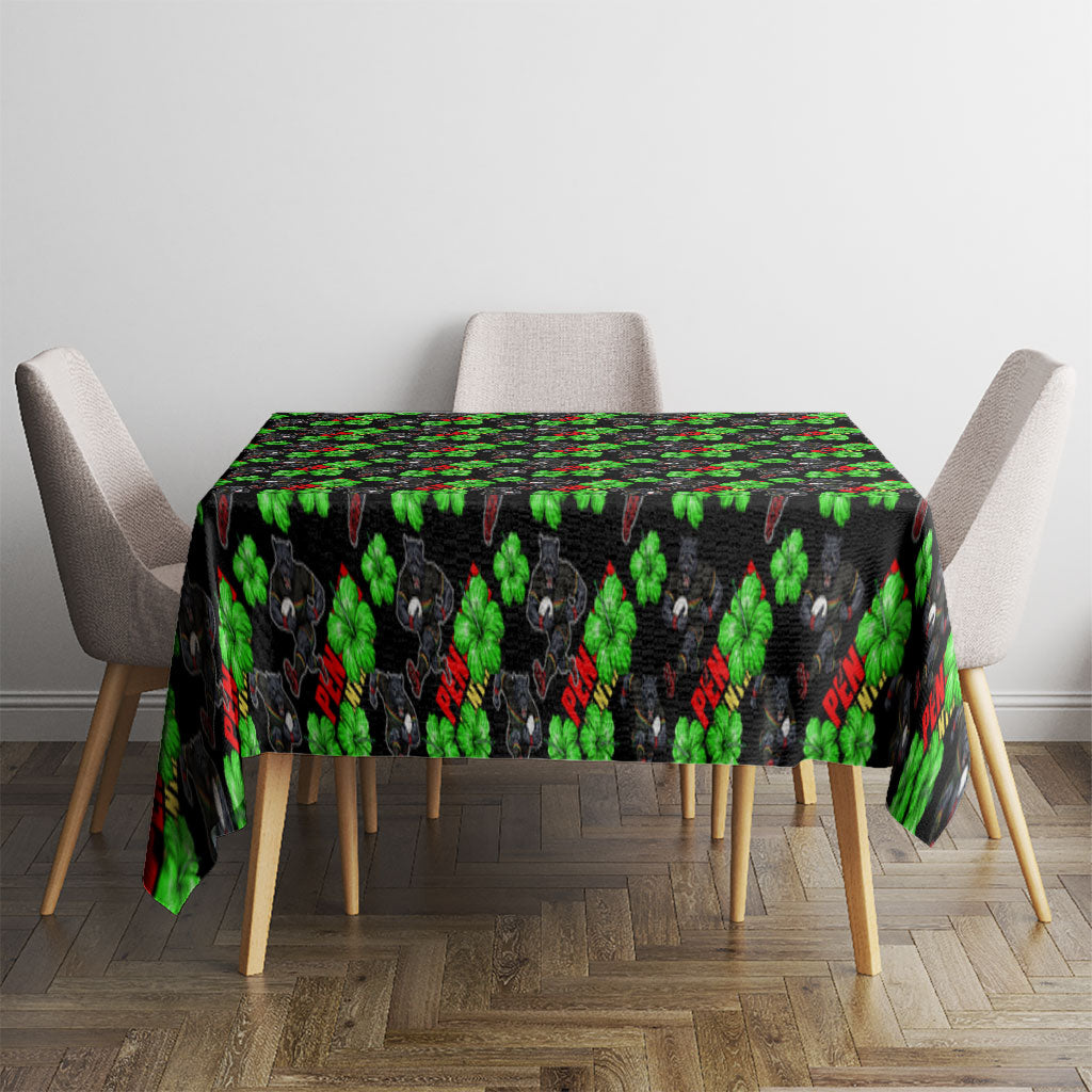 Penrith Panthers Tablecloth Tropical Hibiscus Floral Seamless Rugby Mascot