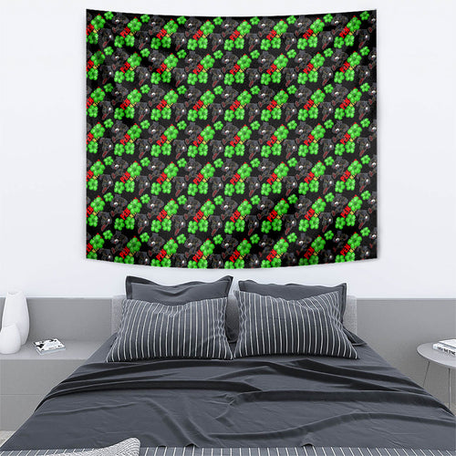 Penrith Panthers Tapestry Tropical Hibiscus Floral Seamless Rugby Mascot