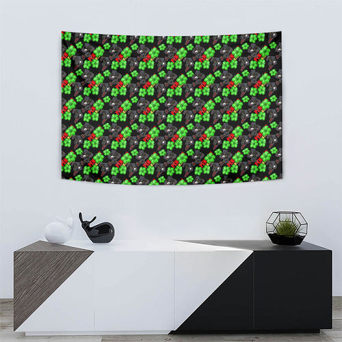 Penrith Panthers Tapestry Tropical Hibiscus Floral Seamless Rugby Mascot