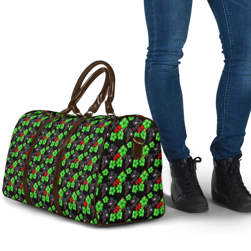 Penrith Panthers Travel Bag Tropical Hibiscus Floral Seamless Rugby Mascot