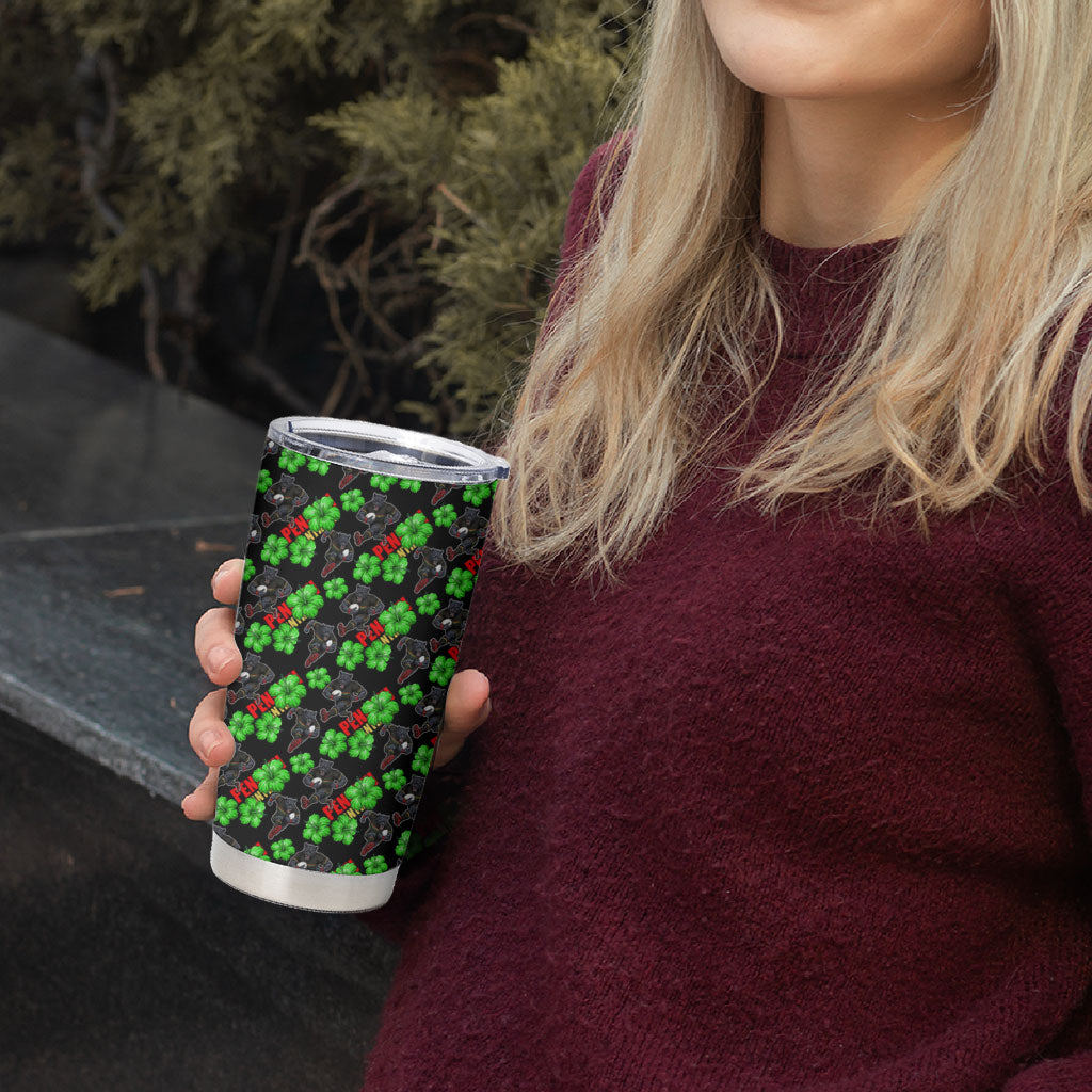 Penrith Panthers Tumbler Cup Tropical Hibiscus Floral Seamless Rugby Mascot