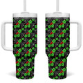 Penrith Panthers Tumbler With Handle Tropical Hibiscus Floral Seamless Rugby Mascot