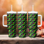 Penrith Panthers Tumbler With Handle Tropical Hibiscus Floral Seamless Rugby Mascot