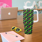 Penrith Panthers Tumbler With Handle Tropical Hibiscus Floral Seamless Rugby Mascot