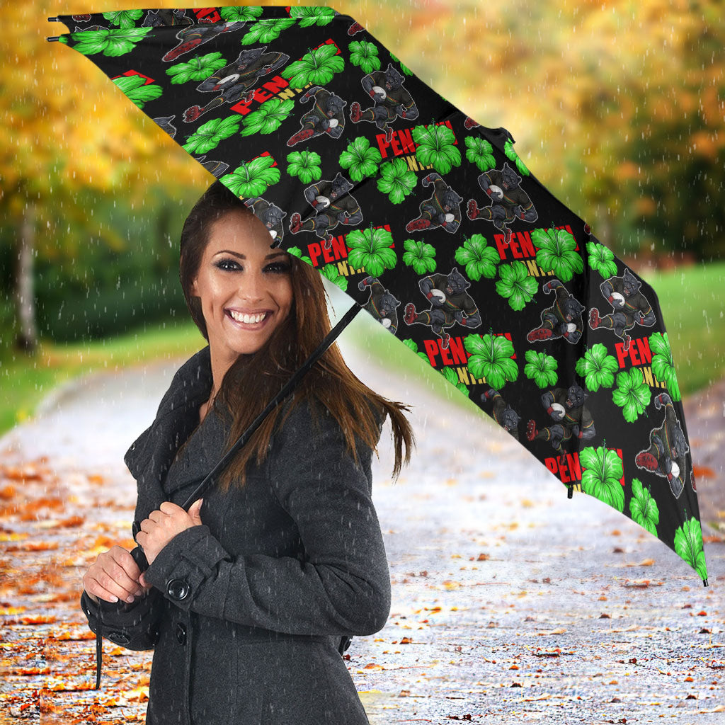Penrith Panthers Umbrella Tropical Hibiscus Floral Seamless Rugby Mascot